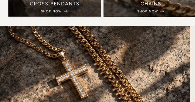 Men's faith-inspired jewelry editorial imagery