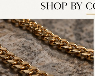 Gold-toned chains styled on textured stone