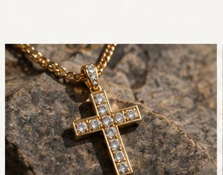 Cross pendant jewelry concept photography